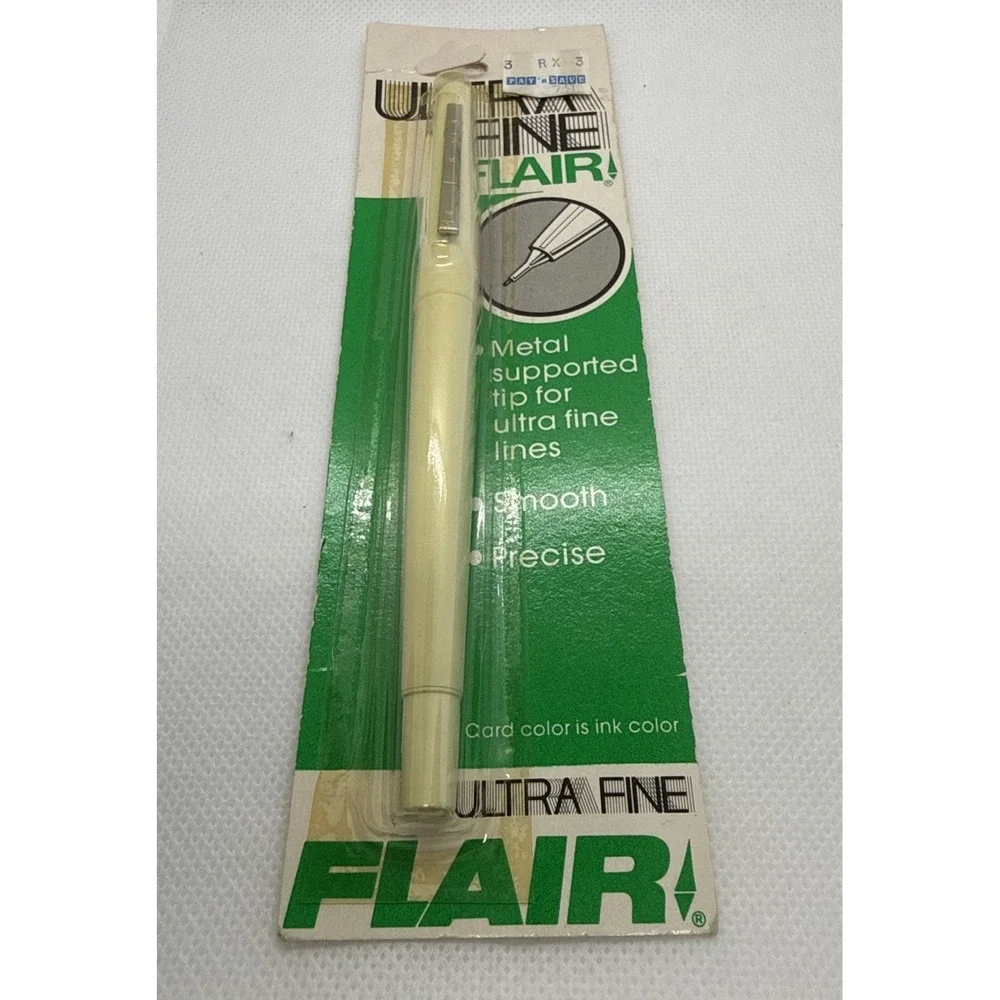 Vintage Paper Mate GREEN Ultra Fine Flair Pen Metal Tip Sealed USA Packaging NOS